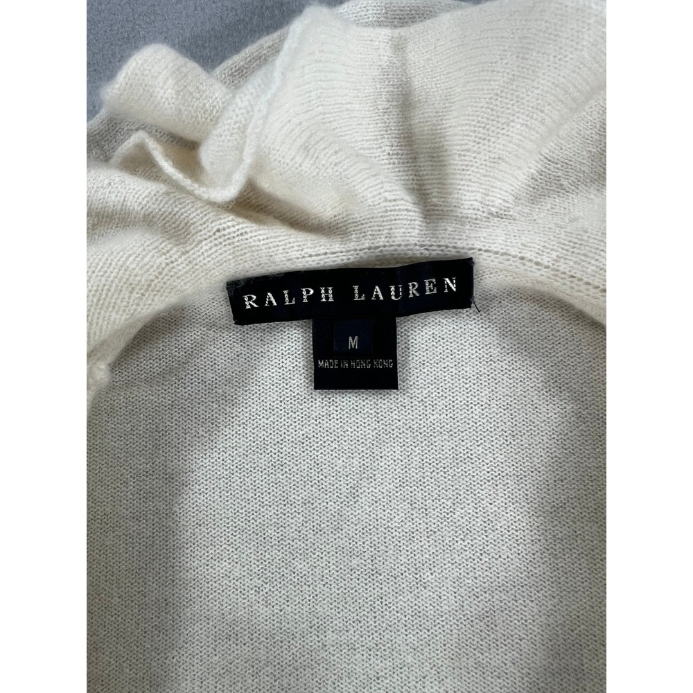 RARE Ralph Lauren Black Label Cream Cashmere Ruffle Sweater Coquette Victorian M - Picture 6 of 10